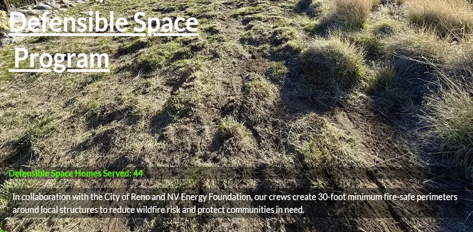 Defensible space wildfire prevention work in Reno Sparks Nevada vegetation clearing