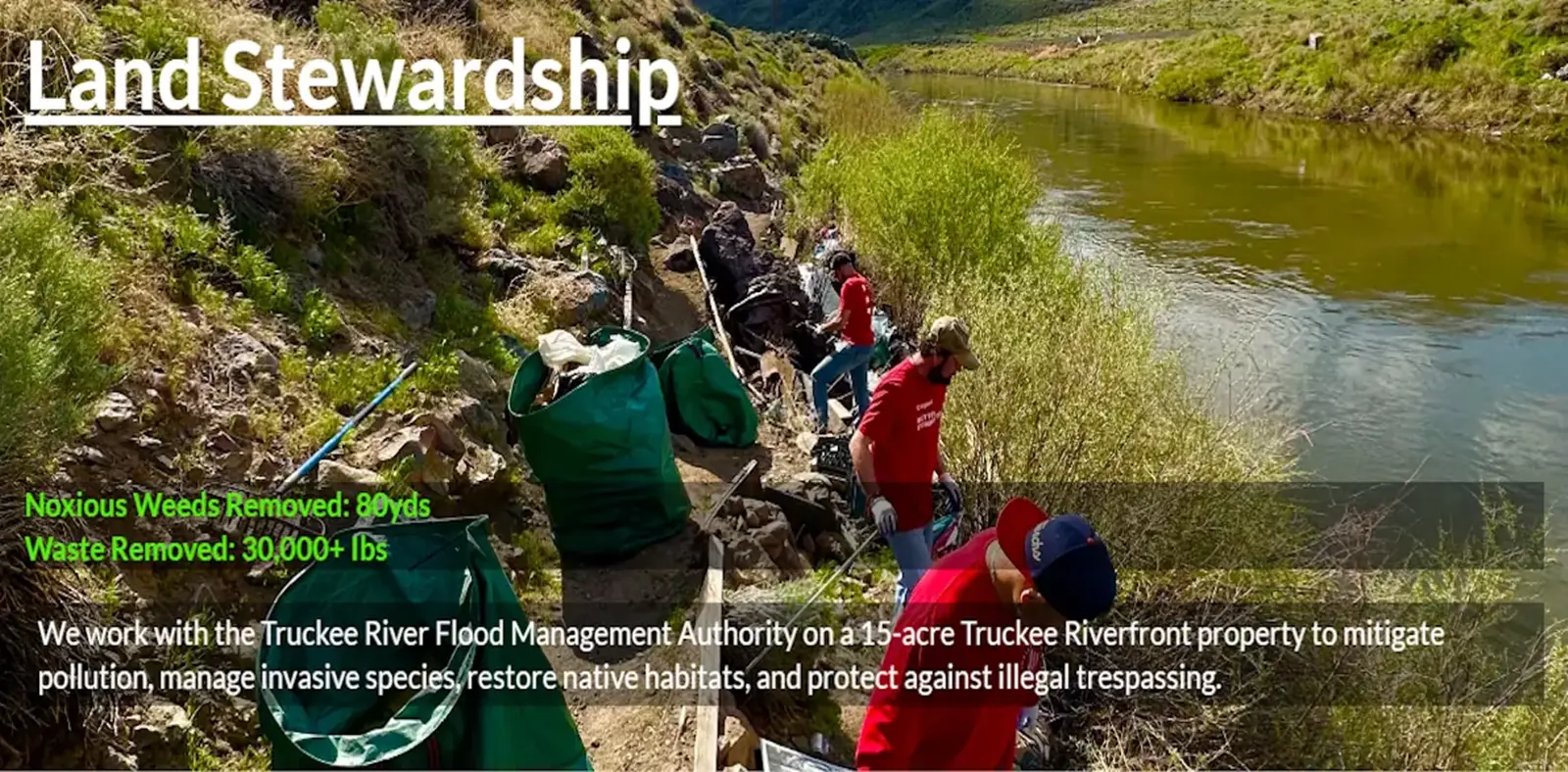 GreenVibe Land Stewardship habitat restoration and Truckee River environmental cleanup in Reno Sparks Nevada